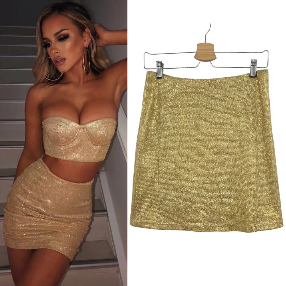 Babyboo Fashion Patrice Skirt Mini Gold Glitter Size Large